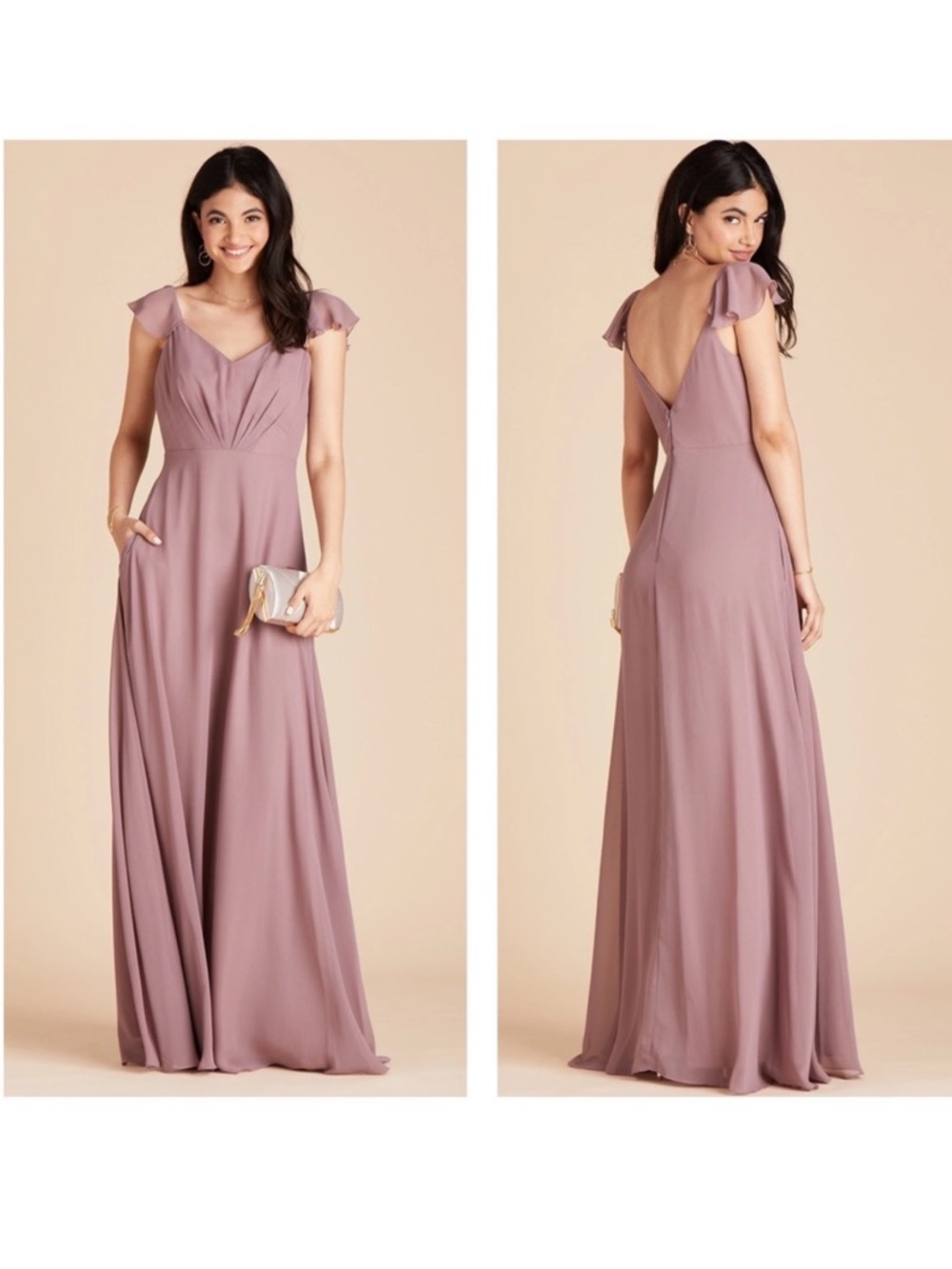 Birdy Grey Kae Chiffon Dress Dark Mauve Medium Bridesmaid Sleeveless NEW